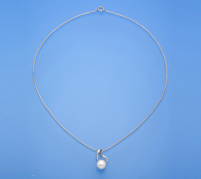 Sterling Silver Pendant with 8.5-9mm Button Shape Freshwater Pearl - Wing Wo Hing Jewelry Group - Pearl Jewelry Manufacturer