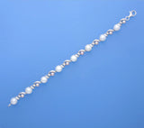 Sterling Silver Bracelet with Button Shape Freshwater Pearl - Wing Wo Hing Jewelry Group - Pearl Jewelry Manufacturer
