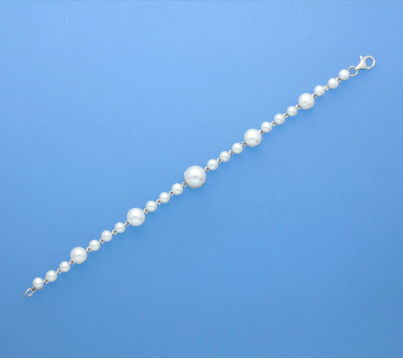 Sterling Silver Bracelet with Button Shape Freshwater Pearl - Wing Wo Hing Jewelry Group - Pearl Jewelry Manufacturer