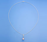 Sterling Silver Pendant with 8.5-9mm Drop Shape Freshwater Pearl and Cubic Zirconia - Wing Wo Hing Jewelry Group - Pearl Jewelry Manufacturer