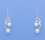 Sterling Silver Earrings with 5-6.5mm Button Shape Freshwater Pearl - Wing Wo Hing Jewelry Group - Pearl Jewelry Manufacturer