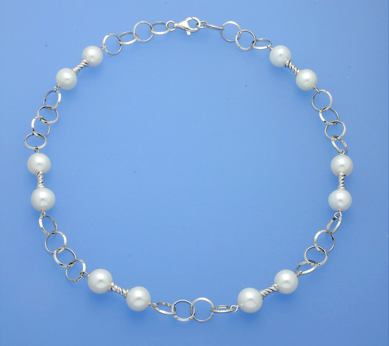 Sterling Silver Necklace with 9.5-10.5mm Round Shape Freshwater Pearl - Wing Wo Hing Jewelry Group - Pearl Jewelry Manufacturer