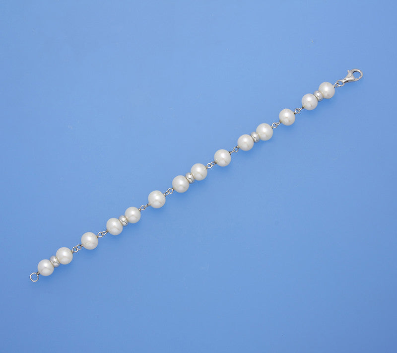 Sterling Silver Bracelet with 8.5-9.5mm Round Shape Freshwater Pearl - Wing Wo Hing Jewelry Group - Pearl Jewelry Manufacturer