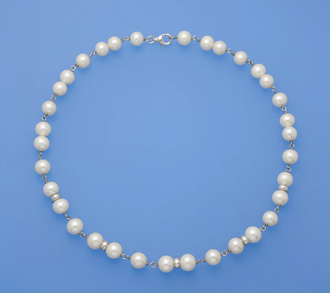 Sterling Silver Necklace with 8.5-9.5mm Round Shape Freshwater Pearl