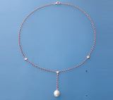 Rose Gold Plated Silver Pendant with 9.5-10mm Drop Shape Freshwater Pearl and Cubic Zirconia - Wing Wo Hing Jewelry Group - Pearl Jewelry Manufacturer