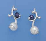 Sterling Silver Earrings with Button Shape Freshwater Pearl - Wing Wo Hing Jewelry Group - Pearl Jewelry Manufacturer