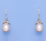 Sterling Silver Earrings with 9.5-9mm Drop Shape Freshwater Pearl - Wing Wo Hing Jewelry Group - Pearl Jewelry Manufacturer