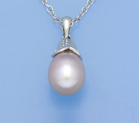 Sterling Silver Pendant with 10-10.5mm Drop Shape Freshwater Pearl