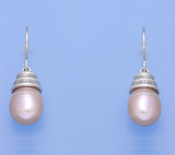 Sterling Silver Earrings with 9-9.5mm Drop Shape Freshwater Pearl - Wing Wo Hing Jewelry Group - Pearl Jewelry Manufacturer
