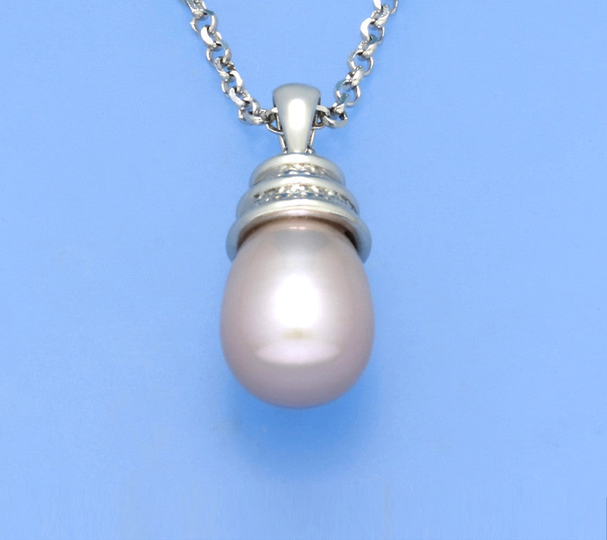 Sterling Silver Pendant with 9.5-10mm Drop Shape Freshwater Pearl - Wing Wo Hing Jewelry Group - Pearl Jewelry Manufacturer