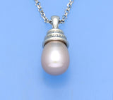 Sterling Silver Pendant with 9.5-10mm Drop Shape Freshwater Pearl - Wing Wo Hing Jewelry Group - Pearl Jewelry Manufacturer