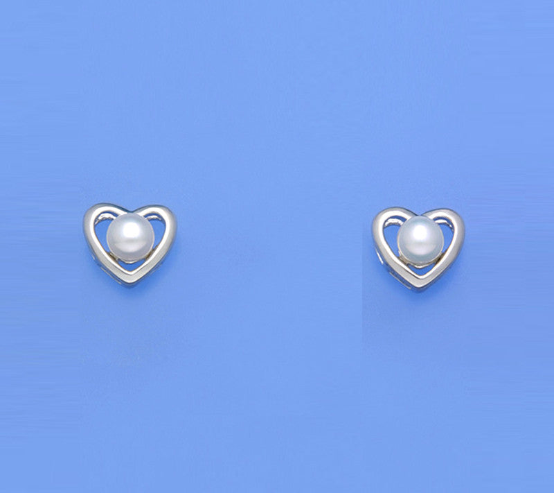 Sterling Silver Earrings with 4-4.5mm Button Shape Freshwater Pearl - Wing Wo Hing Jewelry Group - Pearl Jewelry Manufacturer