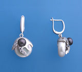 Sterling Silver Earrings with Freshwater Pearl and Cubic Zirconia - Wing Wo Hing Jewelry Group - Pearl Jewelry Manufacturer