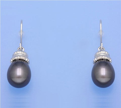 Sterling Silver Earrings with 10-10.5mm Drop Shape Freshwater Pearl