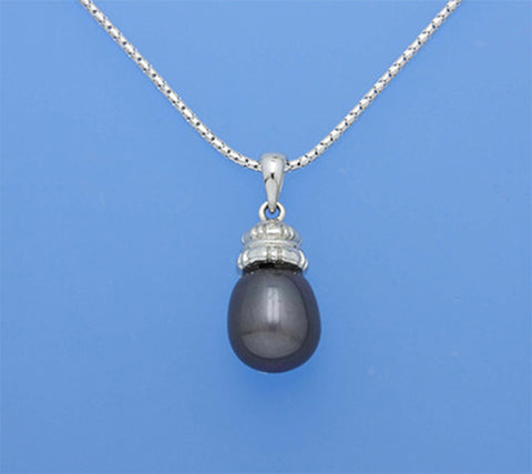 Sterling Silver Pendant with 10-10.5mm Drop Shape Freshwater Pearl