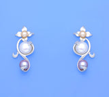 Sterling Silver Earrings with Button Shape Freshwater Pearl - Wing Wo Hing Jewelry Group - Pearl Jewelry Manufacturer