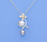 Sterling Silver Pendant with Button Shape Freshwater Pearl and Cubic Zirconia - Wing Wo Hing Jewelry Group - Pearl Jewelry Manufacturer