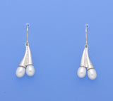 Sterling Silver Earrings with 5.5-6mm Drop Shape Freshwater Pearl - Wing Wo Hing Jewelry Group - Pearl Jewelry Manufacturer