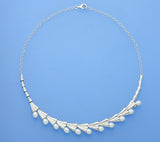 Sterling Silver Necklace with 5.5-6mm Drop Shape Freshwater Pearl - Wing Wo Hing Jewelry Group - Pearl Jewelry Manufacturer