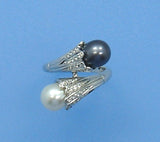 Sterling Silver Ring with 8-8.5mm Drop Shape Freshwater Pearl and Cubic Zirconia - Wing Wo Hing Jewelry Group - Pearl Jewelry Manufacturer