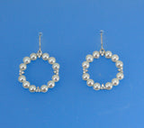 Sterling Silver Earrings with 4.5-5mm Button Shape Freshwater Pearl and Cubic Zirconia - Wing Wo Hing Jewelry Group - Pearl Jewelry Manufacturer