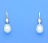 Sterling Silver Earrings with 8-8.5mm Drop Shape Freshwater Pearl - Wing Wo Hing Jewelry Group - Pearl Jewelry Manufacturer