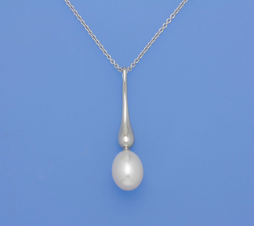 Sterling Silver Pendant 9.5-10mm Drop Shape Freshwater Pearl - Wing Wo Hing Jewelry Group - Pearl Jewelry Manufacturer