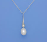 Sterling Silver Pendant 9.5-10mm Drop Shape Freshwater Pearl - Wing Wo Hing Jewelry Group - Pearl Jewelry Manufacturer