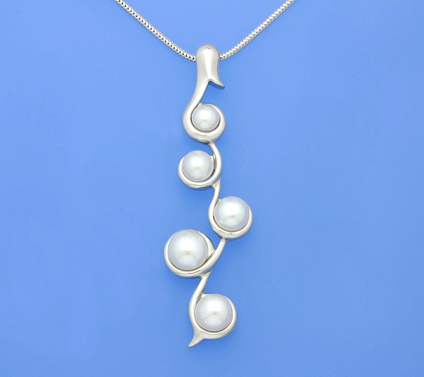 Sterling Silver Pendant with Button Shape Freshwater Pearl - Wing Wo Hing Jewelry Group - Pearl Jewelry Manufacturer