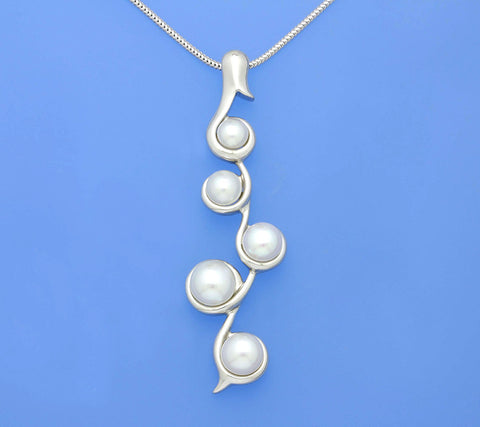 Sterling Silver Pendant with Button Shape Freshwater Pearl