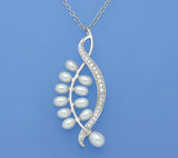 Sterling Silver Pendant with Drop Shape Freshwater Pearl and Cubic Zirconia - Wing Wo Hing Jewelry Group - Pearl Jewelry Manufacturer