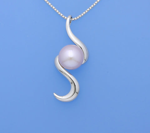 Sterling Silver Pendant with 11.5-12mm Button Shape Freshwater Pearl