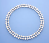 Sterling Silver Nceklace with 6-7mm Button Shape Freshwater Pearl and Cubic Zirconia - Wing Wo Hing Jewelry Group - Pearl Jewelry Manufacturer