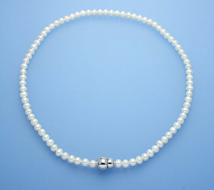 Sterling Silver Necklace with 5.5-6mm Potato Shape Freshwater Pearl