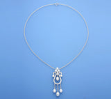 Sterling Silver Pendant with Button and Drop Shape Freshwater Pearl and Cubic Zirconia - Wing Wo Hing Jewelry Group - Pearl Jewelry Manufacturer