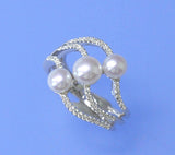 Sterling Silver Ring with 5-6.5mm Button Shape Freshwater Pearl and Cubic Zirconia - Wing Wo Hing Jewelry Group - Pearl Jewelry Manufacturer