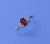 Sterling Silver Ring with Red Corundum and Cubic Zirconia - Wing Wo Hing Jewelry Group - Pearl Jewelry Manufacturer