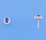 Sterling Silver Earrings with Red Corundum and Cubic Zirconia - Wing Wo Hing Jewelry Group - Pearl Jewelry Manufacturer - 3
