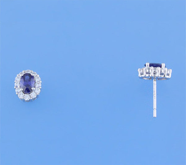 Sterling Silver Earrings with Red Corundum and Cubic Zirconia - Wing Wo Hing Jewelry Group - Pearl Jewelry Manufacturer - 3
