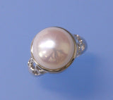Sterling Silver Ring with 13.5-14mm Button Shape Freshwater Pearl - Wing Wo Hing Jewelry Group - Pearl Jewelry Manufacturer