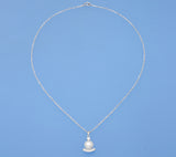 Sterling Silver Pendant with 9.5-10mm Button Shape Freshwater Pearl and Cubic Zirconia - Wing Wo Hing Jewelry Group - Pearl Jewelry Manufacturer