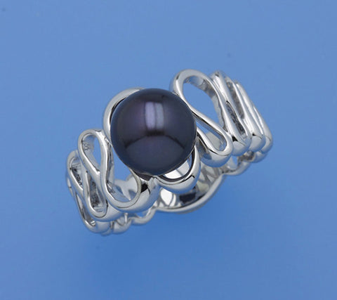 Sterling Silver Ring with 8.5-9mm Button Shape Freshwater Pearl