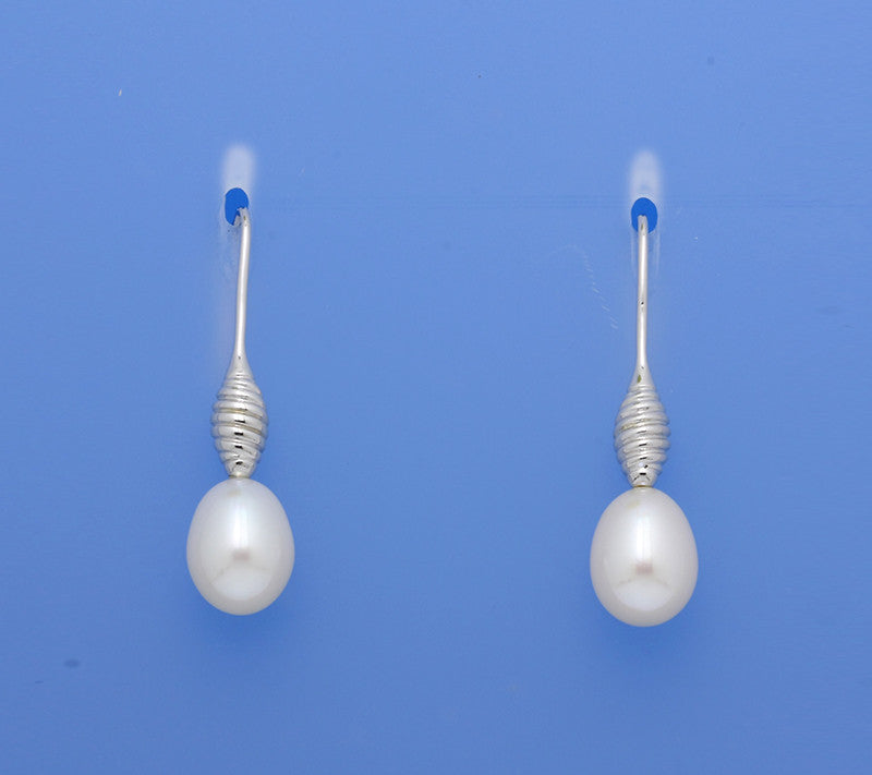 Sterling Silver Earrings with 9.5-10mm Drop Shape Freshwater Pearl - Wing Wo Hing Jewelry Group - Pearl Jewelry Manufacturer