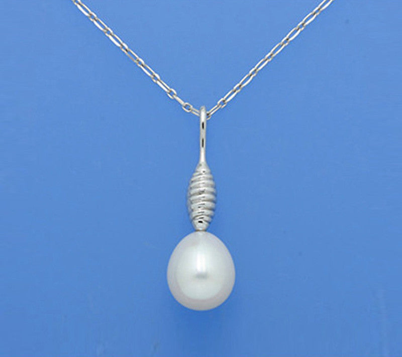 Sterling Silver Pendant with 11-11.5mm Drop Shape Freshwater Pearl - Wing Wo Hing Jewelry Group - Pearl Jewelry Manufacturer