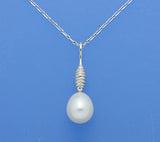 Sterling Silver Pendant with 11-11.5mm Drop Shape Freshwater Pearl - Wing Wo Hing Jewelry Group - Pearl Jewelry Manufacturer