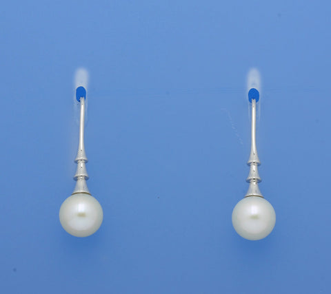 Sterling Silver Earrings with 9-9.5mm Round Shape Freshwater Pearl