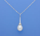 Sterling Silver Pendant with 10-10.5mm Drop Shape Freshwater Pearl - Wing Wo Hing Jewelry Group - Pearl Jewelry Manufacturer