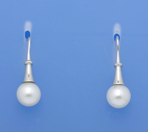 Sterling Silver Earrings with 10-10.5mm Full-Shinny Freshwater Pearl