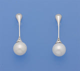 Sterling Silver Earrings with 9-9.5mm Round Shape Freshwater Pearl - Wing Wo Hing Jewelry Group - Pearl Jewelry Manufacturer