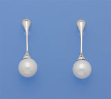 Sterling Silver Earrings with 9-9.5mm Round Shape Freshwater Pearl - Wing Wo Hing Jewelry Group - Pearl Jewelry Manufacturer